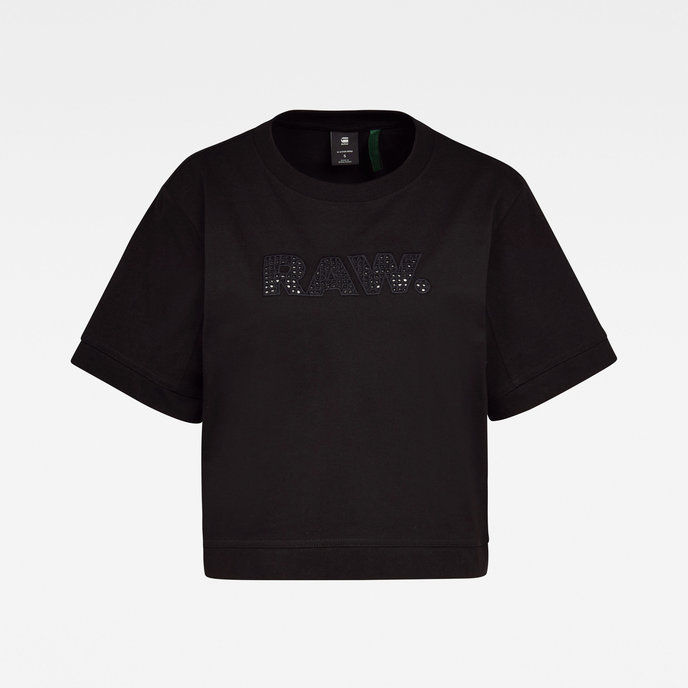 Boxy fit RAW embroidery tee čierne