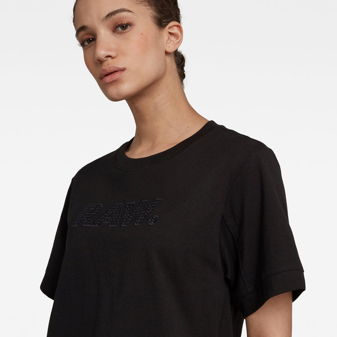Boxy fit RAW embroidery tee čierne