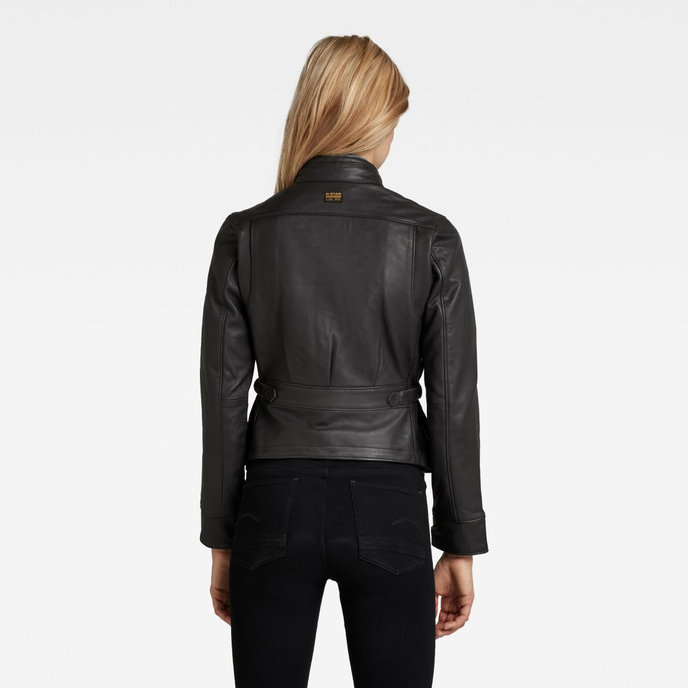 Leather biker jacket čierna