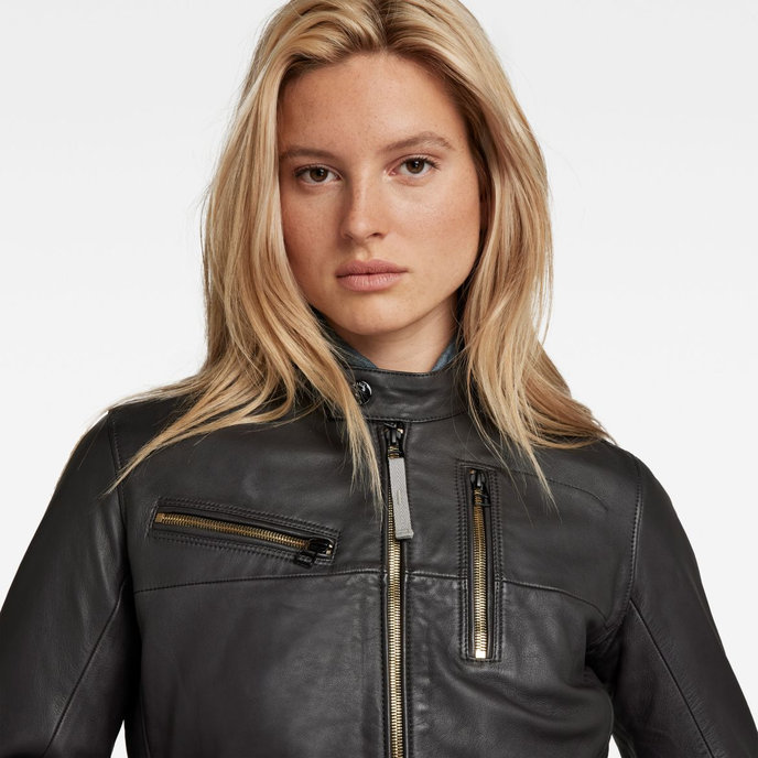 Leather biker jacket čierna