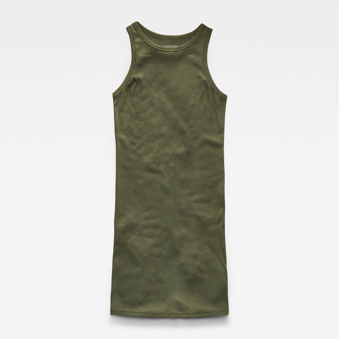 Engineered rib tank dress zelené
