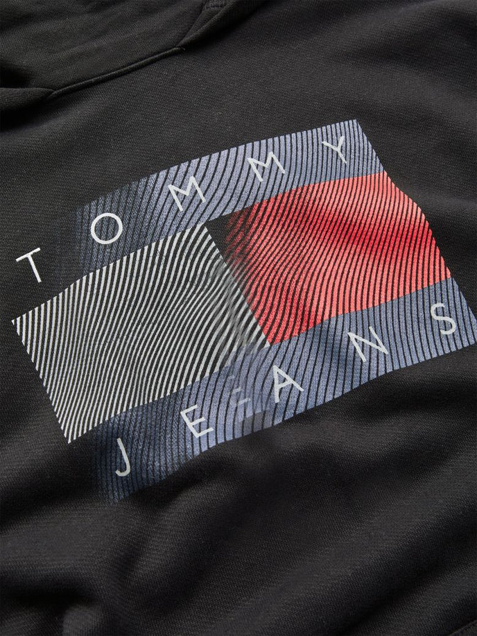 Tommy Jeans TJM REFLECTIVE FLAG HOODIE čierna