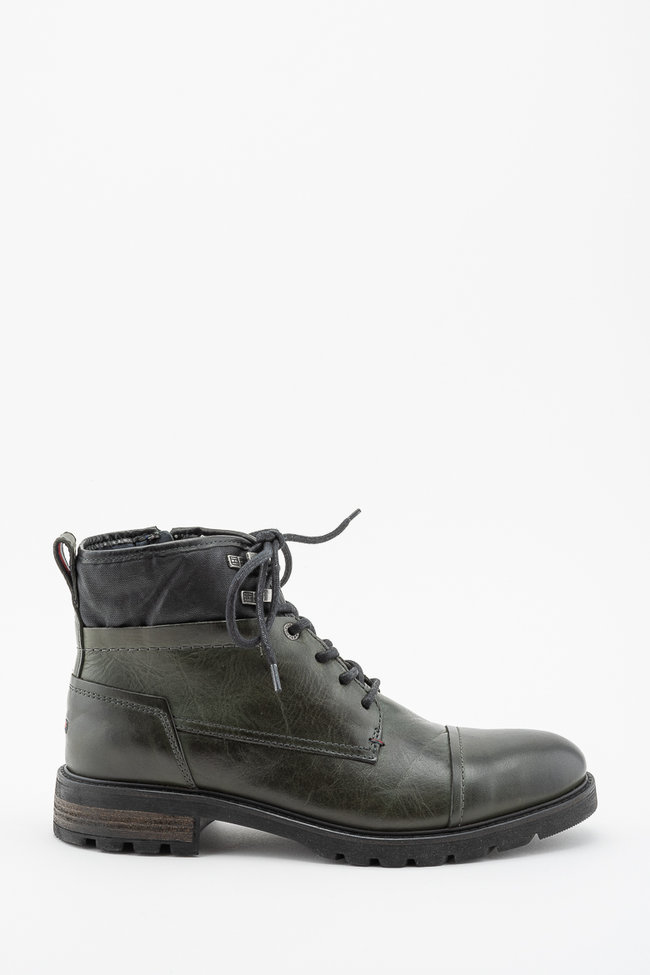 tommy hilfiger winter leather textile mix boot