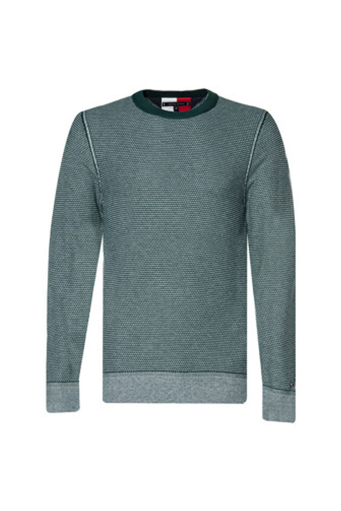 TWO TONE STRUCTURE SWEATER bielomodrý