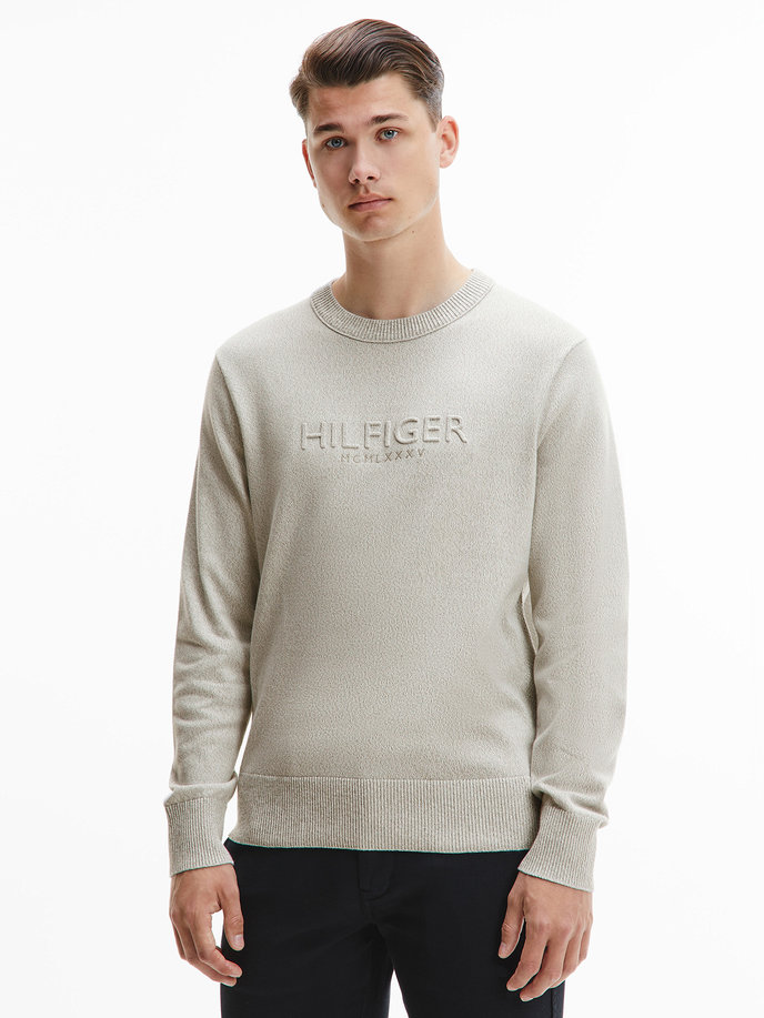 EMBOSSED GRAPHIC SWEATER sivý