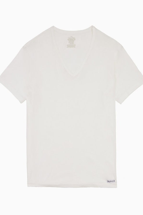 Tričko - CALVIN KLEIN S/S V NECK biele