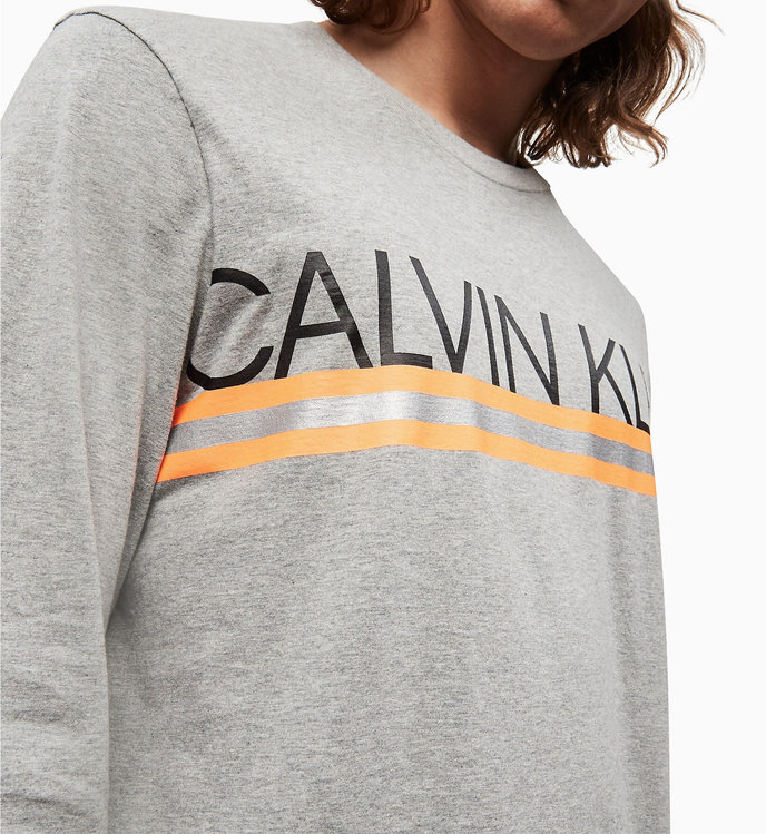 CALVIN KLEIN - L/S CREW NECK sivé