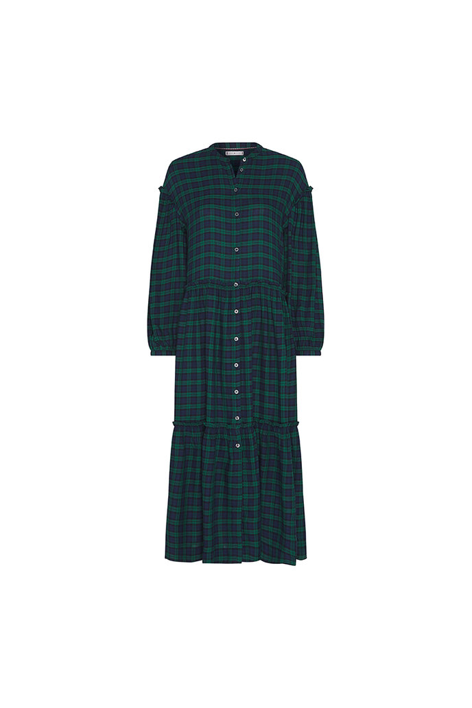 BEA TARTAN SHIRT DRESS 3/4 SLV zelené